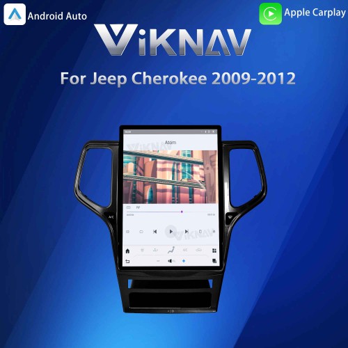ViKNAV 14.4 Inch Android Car Radio For Jeep Cherokee 2009-2012 CarPlay Touch Screen GPS Navigation Stereo Head Unit With Piano Black