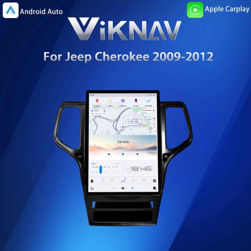 ViKNAV 14.4 Inch Android Car Radio For Jeep Cherokee 2009-2012 CarPlay Touch Screen GPS Navigation Stereo Head Unit With Piano Black
