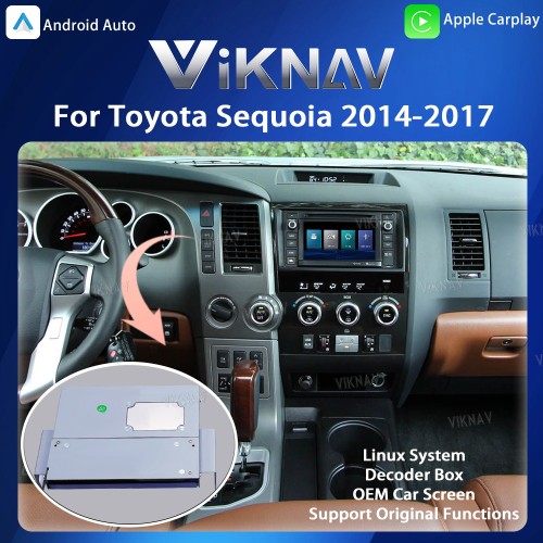 Viknav Linux Interface Box for Toyota Sequoia 2014-2017 Wireless CarPlay Android Auto GPS Navigatipn Original Car Radio Screen