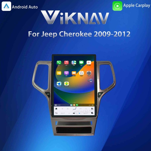 ViKNAV 14.4 Inch Android Car Radio For Jeep Cherokee 2009-2012 CarPlay Touch Screen GPS Navigation Stereo Head Unit With Champagne Gold