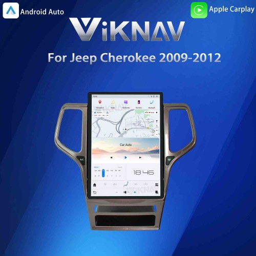 ViKNAV 14.4 Inch Android Car Radio For Jeep Cherokee 2009-2012 CarPlay Touch Screen GPS Navigation Stereo Head Unit With Champagne Gold