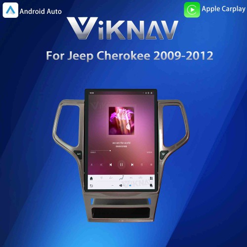 ViKNAV 14.4 Inch Android Car Radio For Jeep Cherokee 2009-2012 CarPlay Touch Screen GPS Navigation Stereo Head Unit With Champagne Gold