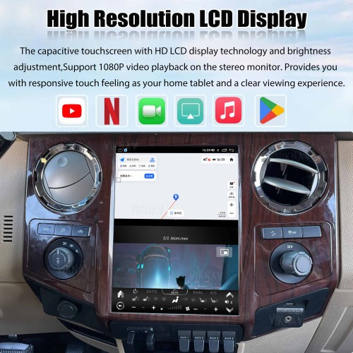 VIKNAV 12.1 Inch Android Car Radio For Ford F250 F350 F450 F650 2013-2016 Multimedia Player Carplay Screen GPS Navigation Car Stereo Head Unit Peachwood