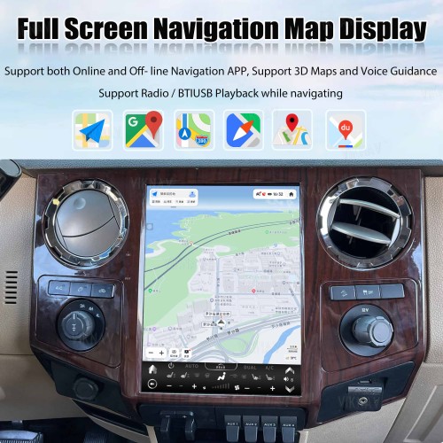 VIKNAV 12.1 Inch Android Car Radio For Ford F250 F350 F450 F650 2013-2016 Multimedia Player Carplay Screen GPS Navigation Car Stereo Head Unit Peachwood