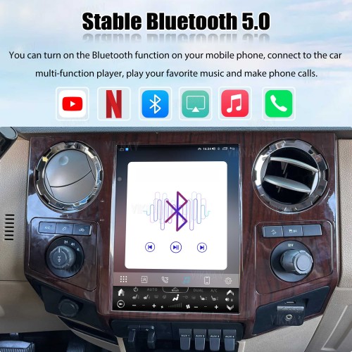 VIKNAV 12.1 Inch Android Car Radio For Ford F250 F350 F450 F650 2013-2016 Multimedia Player Carplay Screen GPS Navigation Car Stereo Head Unit Peachwood