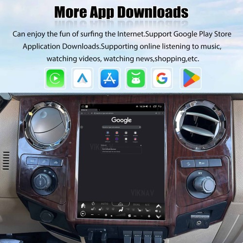 VIKNAV 12.1 Inch Android Car Radio For Ford F250 F350 F450 F650 2013-2016 Multimedia Player Carplay Screen GPS Navigation Car Stereo Head Unit Peachwood