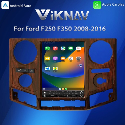 VIKNAV 12.1 Inch Android Car Radio For Ford F250 F350 F450 F650 2013-2016 Multimedia Player Carplay Screen GPS Navigation Car Stereo Head Unit Peachwood