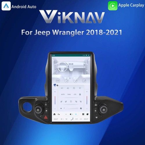ViKNAV 13.6 Inch Android Car Radio For Jeep Wrangler 2018-2021 Multimedia Player Carplay Screen Navigation Head Unit