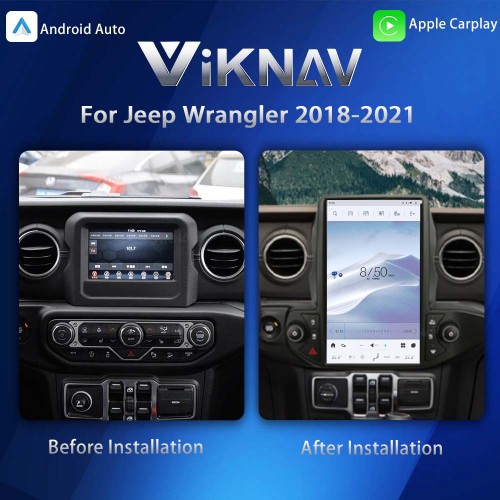 ViKNAV 13.6 Inch Android Car Radio For Jeep Wrangler 2018-2021 Multimedia Player Carplay Screen Navigation Head Unit