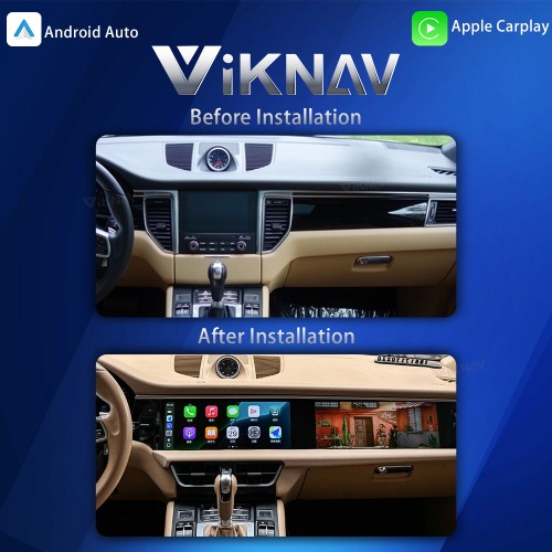 Android System 12.3 Inch+12.3 Inch Car Radio For Porsche Macan 2013-2017 Auto Stereo Wireless Carplay GPS Navigation Multimedia Player 128GB Dual Touch Screen(Black)