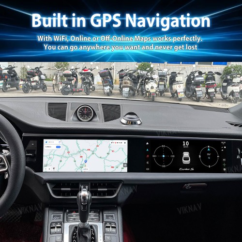 Android System 12.3 Inch+12.3 Inch Car Radio For Porsche Macan 2013-2017 Auto Stereo Wireless Carplay GPS Navigation Multimedia Player 128GB Dual Touch Screen(Garnet)