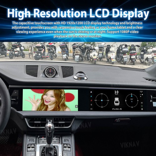 Android System 12.3 Inch+12.3 Inch Car Radio For Porsche Macan 2013-2017 Auto Stereo Wireless Carplay GPS Navigation Multimedia Player 128GB Dual Touch Screen(Beige)