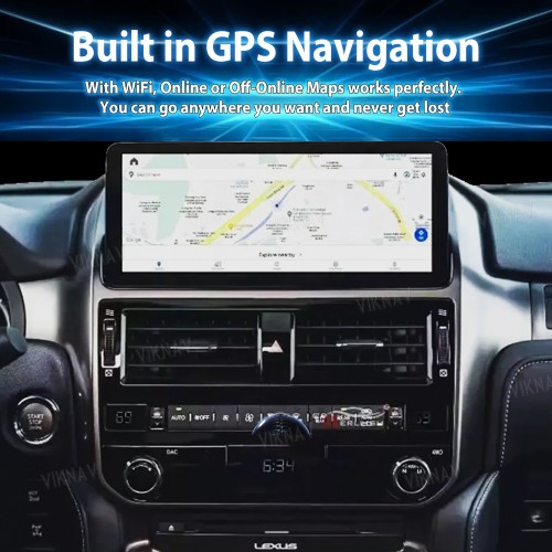 Viknav 12.3 Inch Touch Screen Car Radio For Lexus GX 2009-2022 Upgrade Android Head Unit Wirless Carplay GPS Navigation Player Autoradio Replacement