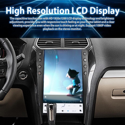 ViKNAV 14.4 Inch Android For Ford Explorer 2011-2019 Car Radio Multimedia DVD Player Qualcomm Snapdragon GPS Navigation Carplay Stereo Tape Recorder Head Unit