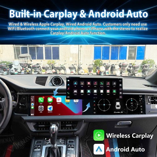 Android System Car Stereo Radio For Porsche Cayenne 2018-2023 Auto Stereo Wireless Carplay GPS Navigation Multimedia Player 128GB Dual 12.3 Inch Touch Screen
