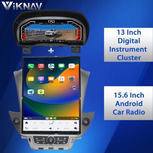 Viknav 15.6 inch Touch Screen Android Car Radio For Chevrolet Tahoe Suburban GMC Yukon 2014-2020 Wireless Carplay GPS Navigation With 13 Inch Car Digital Cluster