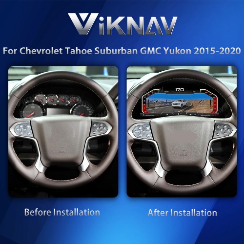 Viknav 15.6 inch Touch Screen Android Car Radio For Chevrolet Tahoe Suburban GMC Yukon 2014-2020 Wireless Carplay GPS Navigation With 13 Inch Car Digital Cluster