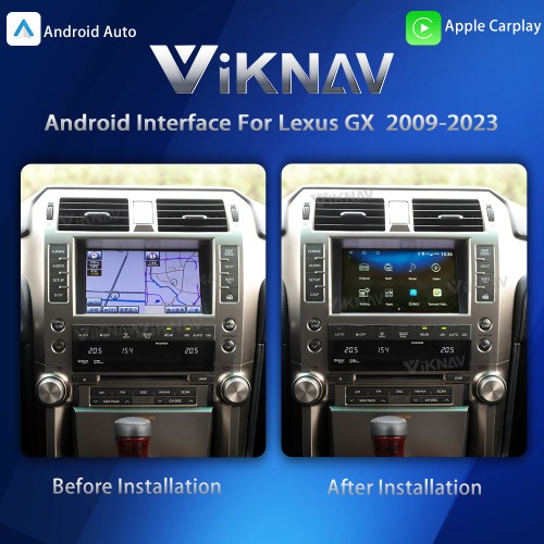 Viknav Android 13 Interface Box for Lexus GX 2014-2023 Wireless CarPlay Decoder Android Auto GPS Navigatipn  Original Car Radio Screen