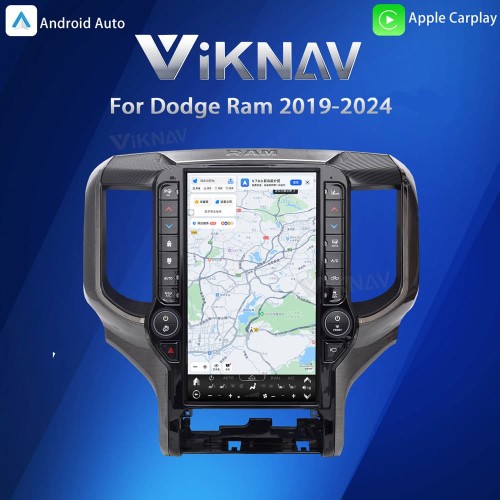 VIKNAV 13.6 Inch Android Head Unit For 2019-2024 Dodge Ram Car Stereo Radio GPS Navigation Carplay Multimedia Video Player (128GB)