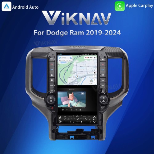 VIKNAV 13.6 Inch Android Head Unit For 2019-2024 Dodge Ram Car Stereo Radio GPS Navigation Carplay Multimedia Video Player (128GB)