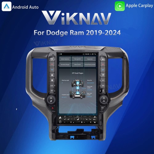 VIKNAV 13.6 Inch Android Head Unit For 2019-2024 Dodge Ram Car Stereo Radio GPS Navigation Carplay Multimedia Video Player (128GB)