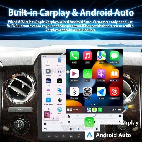 Viknav Car Radio For Ford F250 F350 2013-2016 Touch Stereo Screen GPS Navigation Carplay Multimedia Player Head Unit