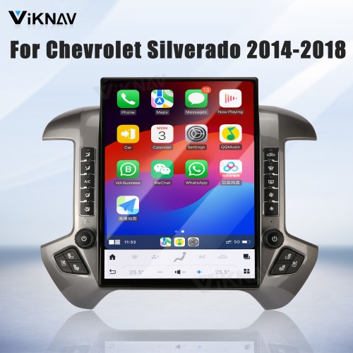 Viknav 15.6 Inch Larger Screen Car Radio For Chevrolet Silverado / GMC SIERRA 2014-2018 Android Head Unit Wirless Carplay GPS Navigation Player Autoradio (Silvery 128GB)
