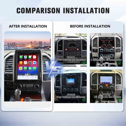 Viknav 12.1 Inch Car Radio Android For Ford F150 2015-2020 Stereo Wireless Carplay Android Auto Touch Screen GPS Navigation Multimedia player 128GB