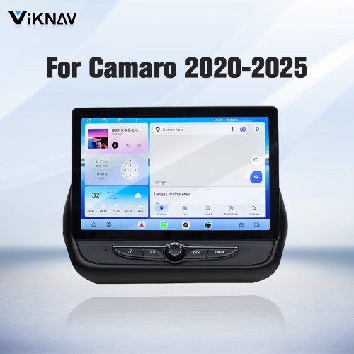 Viknav 12" Touch Screen Car Radio For Chevrolet Camaro 2020 2021 2022 2023 2024 2025 Multimedia Player Android Auto GPS Navigation Wireless Carplay (128GB)