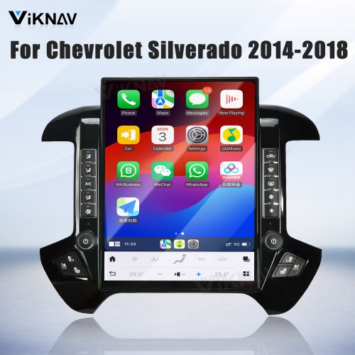 Viknav 15.6 Inch Larger Screen Car Radio For Chevrolet Silverado / GMC SIERRA 2014-2018 Android Head Unit Wirless Carplay GPS Navigation Player Autoradio (black 128GB)