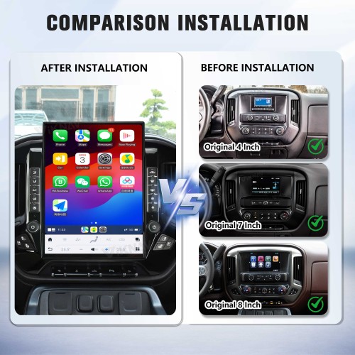 Viknav 15.6 Inch Larger Screen Car Radio For Chevrolet Silverado / GMC SIERRA 2014-2018 Android Head Unit Wirless Carplay GPS Navigation Player Autoradio (black 128GB)