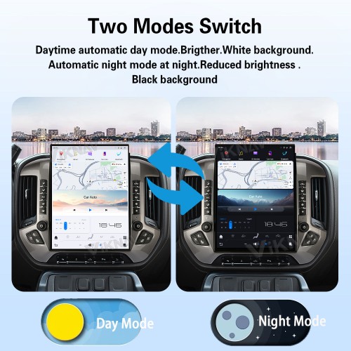 Viknav 15.6 Inch Larger Screen Car Radio For Chevrolet Silverado / GMC SIERRA 2014-2018 Android Head Unit Wirless Carplay GPS Navigation Player Autoradio (Silvery 128GB)