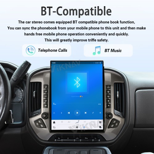 Viknav 15.6 Inch Larger Screen Car Radio For Chevrolet Silverado / GMC SIERRA 2014-2018 Android Head Unit Wirless Carplay GPS Navigation Player Autoradio (Silvery 128GB)