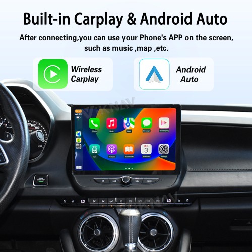 Viknav 12" Touch Screen Car Radio For Chevrolet Camaro 2016 2017 2018 2019 Multimedia Player Android Auto GPS Navigation Wireless Carplay (OEM 8 Inch))