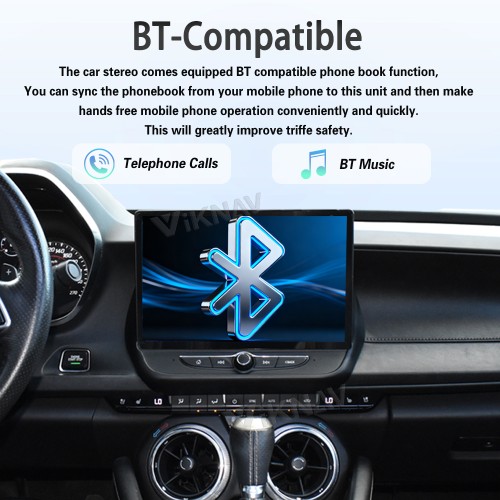 Viknav 12" Touch Screen Car Radio For Chevrolet Camaro 2020 2021 2022 2023 2024 2025 Multimedia Player Android Auto GPS Navigation Wireless Carplay (128GB)