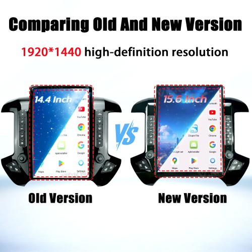 Viknav 15.6 Inch Larger Screen Car Radio For Chevrolet Silverado / GMC SIERRA 2014-2018 Android Head Unit Wirless Carplay GPS Navigation Player Autoradio (black 128GB)