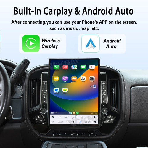 Viknav 15.6 Inch Larger Screen Car Radio For Chevrolet Silverado / GMC SIERRA 2014-2018 Android Head Unit Wirless Carplay GPS Navigation Player Autoradio (black 128GB)