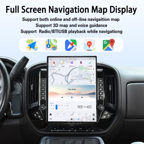Viknav 15.6 Inch Larger Screen Car Radio For Chevrolet Silverado / GMC SIERRA 2014-2018 Android Head Unit Wirless Carplay GPS Navigation Player Autoradio (black 128GB)