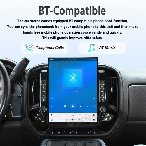 Viknav 15.6 Inch Larger Screen Car Radio For Chevrolet Silverado / GMC SIERRA 2014-2018 Android Head Unit Wirless Carplay GPS Navigation Player Autoradio (black 128GB)