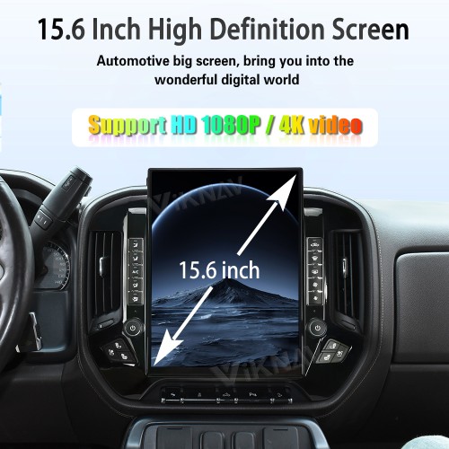 Viknav 15.6 Inch Larger Screen Car Radio For Chevrolet Silverado / GMC SIERRA 2014-2018 Android Head Unit Wirless Carplay GPS Navigation Player Autoradio (black 128GB)