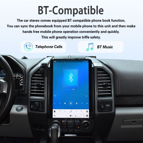 Viknav 14.4 Inch Car Radio Android 13 For Ford F150 2015-2020 Stereo Wireless Carplay Android Auto Touch Screen GPS Navigation Multimedia player 128GB