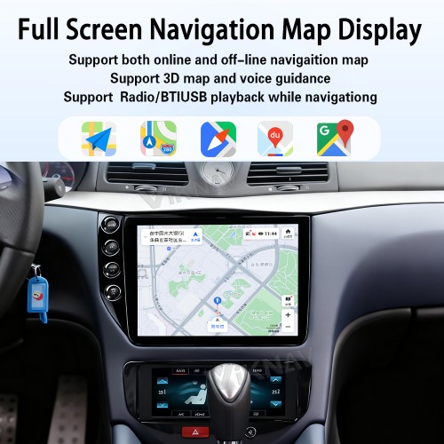 Android System 10 Inch Car Radio For Maserati GranTurismo GT GC 2007-2017 Auto Stereo Wireless Carplay GPS Navigation Multimedia Player LHD Touch Screen 128GB With AC panel (Black+AC)