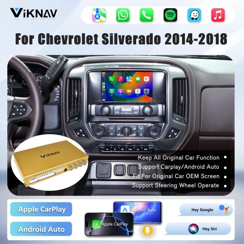 Viknav Upgrade Android Box For Chevrolet Silverado / GMC SIERRA 2014-2018  Wireless Carplay Touch Screen GPS Navigation Multimedia player Auto Stereo Head Unit( OEM 8 Inch)