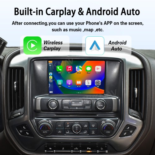 Viknav Upgrade Android Box For Chevrolet Silverado / GMC SIERRA 2014-2018  Wireless Carplay Touch Screen GPS Navigation Multimedia player Auto Stereo Head Unit( OEM 8 Inch)