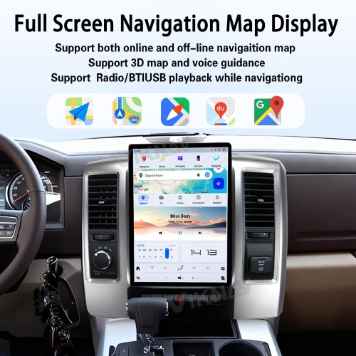 Viknav 13.8 Inch Touch Screen Car Radio For Dodge Ram 2008-2012 Upgrade Android Head Unit Wirless Carplay GPS Navigation Player Autoradio Replacement