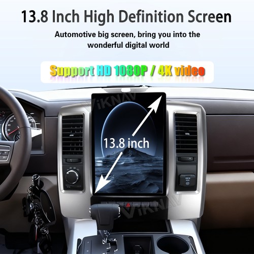 Viknav 13.8 Inch Touch Screen Car Radio For Dodge Ram 2008-2012 Upgrade Android Head Unit Wirless Carplay GPS Navigation Player Autoradio Replacement