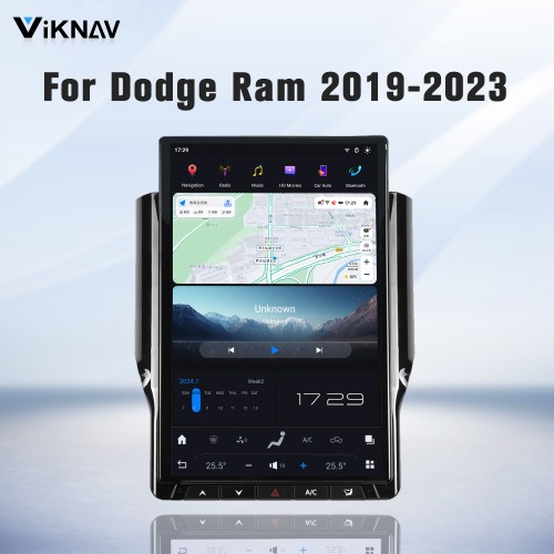 Viknav 14.4 Inch Touch Screen Car Radio For Dodge Ram 2019-2023 Upgrade Android Head Unit Wirless Carplay GPS Navigation Player Autoradio Replacement