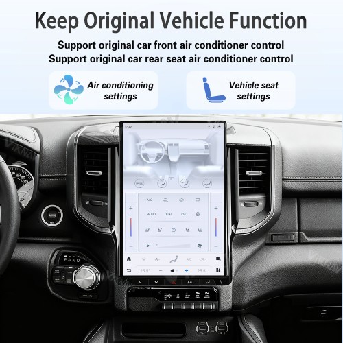 Viknav 14.4 Inch Touch Screen Car Radio For Dodge Ram 2019-2023 Upgrade Android Head Unit Wirless Carplay GPS Navigation Player Autoradio Replacement