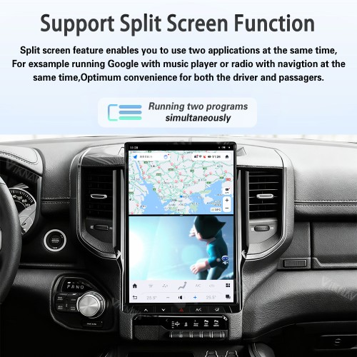 Viknav 14.4 Inch Touch Screen Car Radio For Dodge Ram 2019-2023 Upgrade Android Head Unit Wirless Carplay GPS Navigation Player Autoradio Replacement