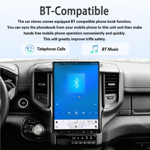 Viknav 14.4 Inch Touch Screen Car Radio For Dodge Ram 2019-2023 Upgrade Android Head Unit Wirless Carplay GPS Navigation Player Autoradio Replacement